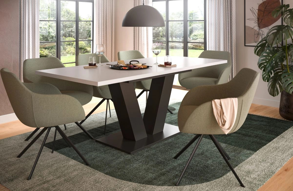 Ausziehbarer Esstisch Inn.Furn in Weiß und Grau, modern und rechteckig - Bild 3