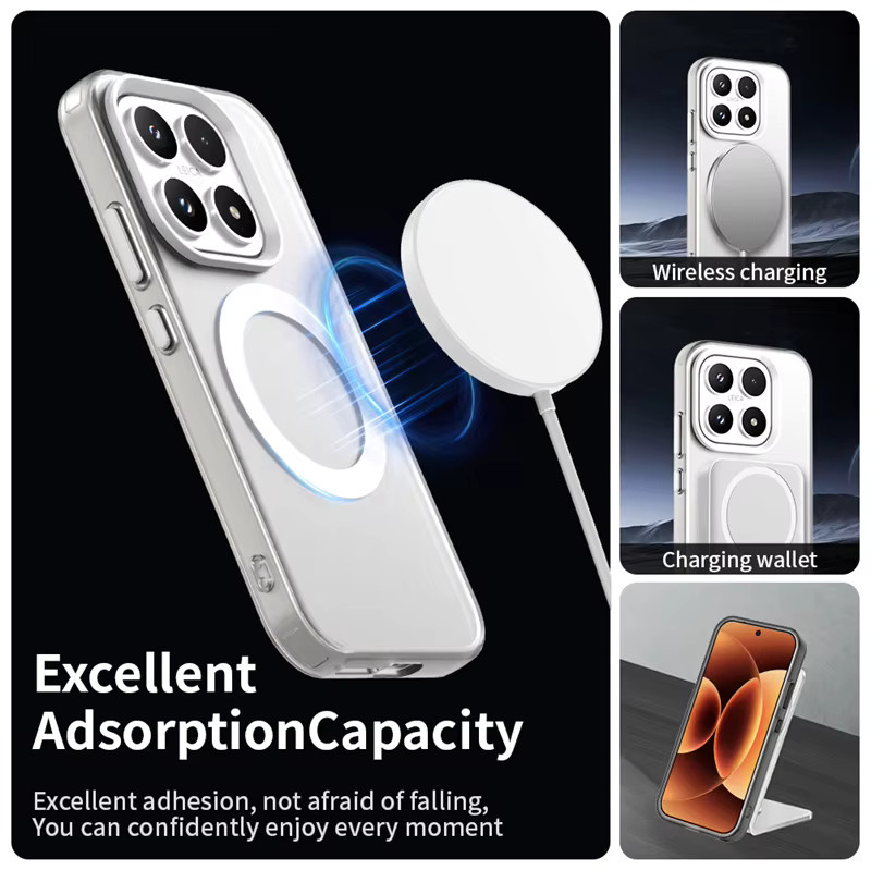Magnetische matte Handyhülle für Xiaomi 17 5G mit MagSafe Wireless Charging in Transparent oder Weiß - Bild 2