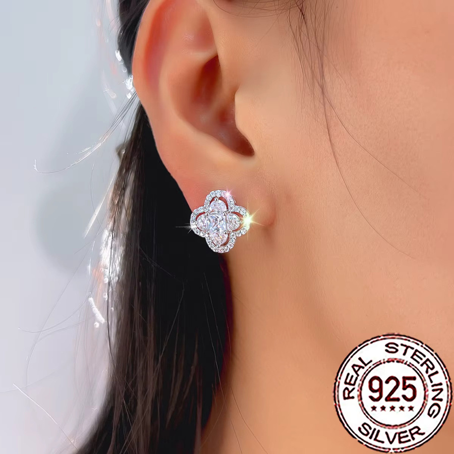CWWZircons Ohrstecker, 925 Silber, Zirkonia, Kristall, Damen - Bild 2