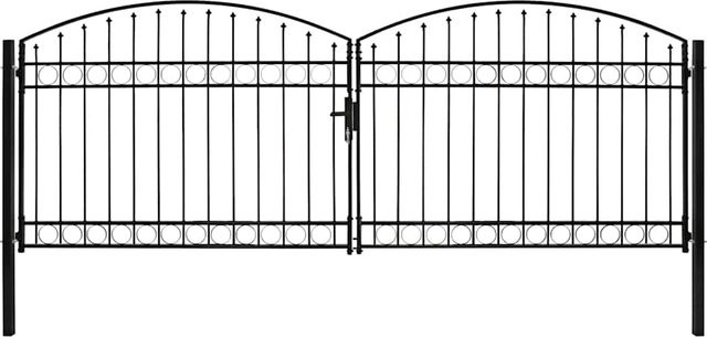 Gartentor ASSEN Doppeltür mit Rundbogen aus Stahl von VD Home Furnishing in Schwarz, B: 400 cm, H: 150 cm - Bild 1
