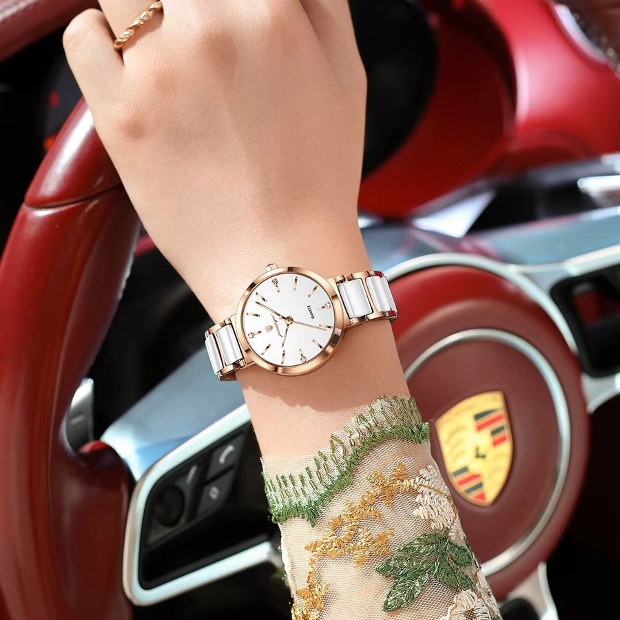 POEDAGAR Armbanduhr Quarz, Edelstahl, Weiß, Damen - Bild 5
