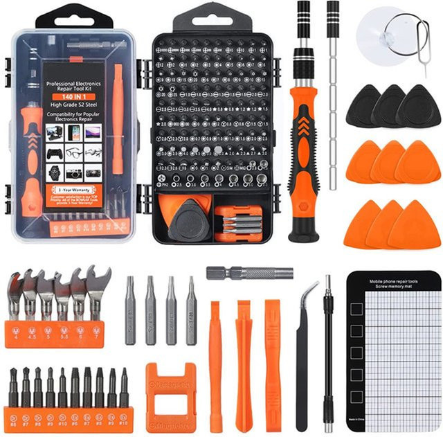 WOZOBUY 140-in-1 Präzisions-Schraubendreher-Set mit 118 Magnet-Bits in Orange für Computer, Laptop und Smartphone - Bild 1
