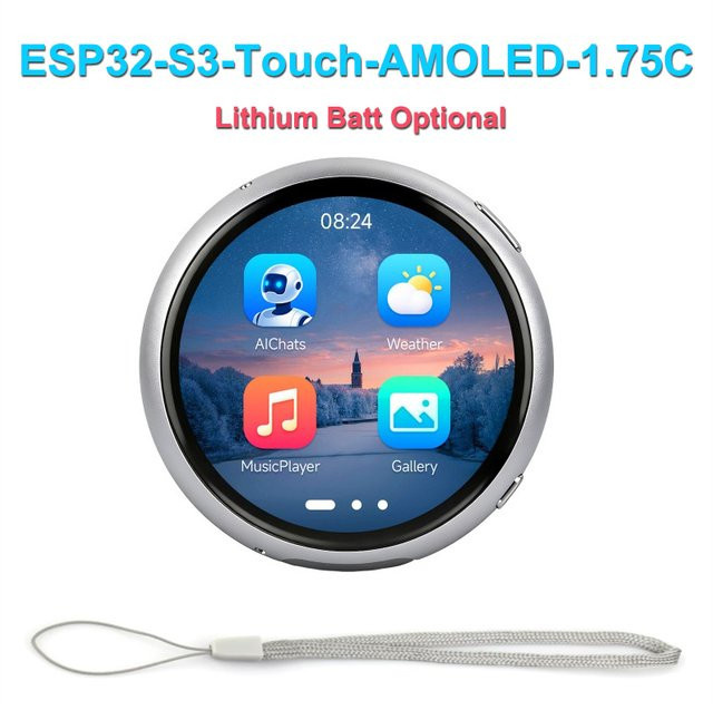 Waveshare ESP32-S3 1,75 Zoll AMOLED Rundes Touch-Display Entwicklungsboard in Silber mit 466x466 Pixeln für ESP-IDF und Arduino-IDE - Bild 1