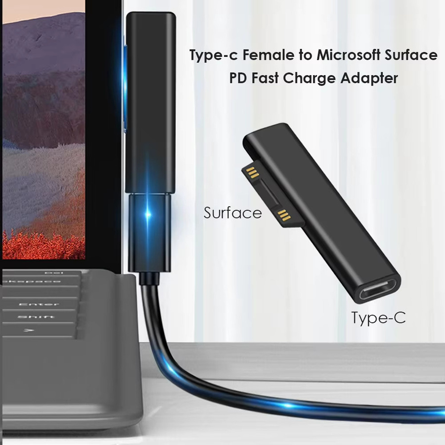 Magnetischer USB-C auf Microsoft Surface Adapter für PD Schnellladung, Schwarz - Bild 2
