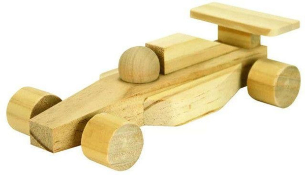 MegaCrea Rennwagen Formel 1 aus Holz zum Dekorieren und Basteln, B/T/H: 16,5 x 8,5 x 4,5 cm