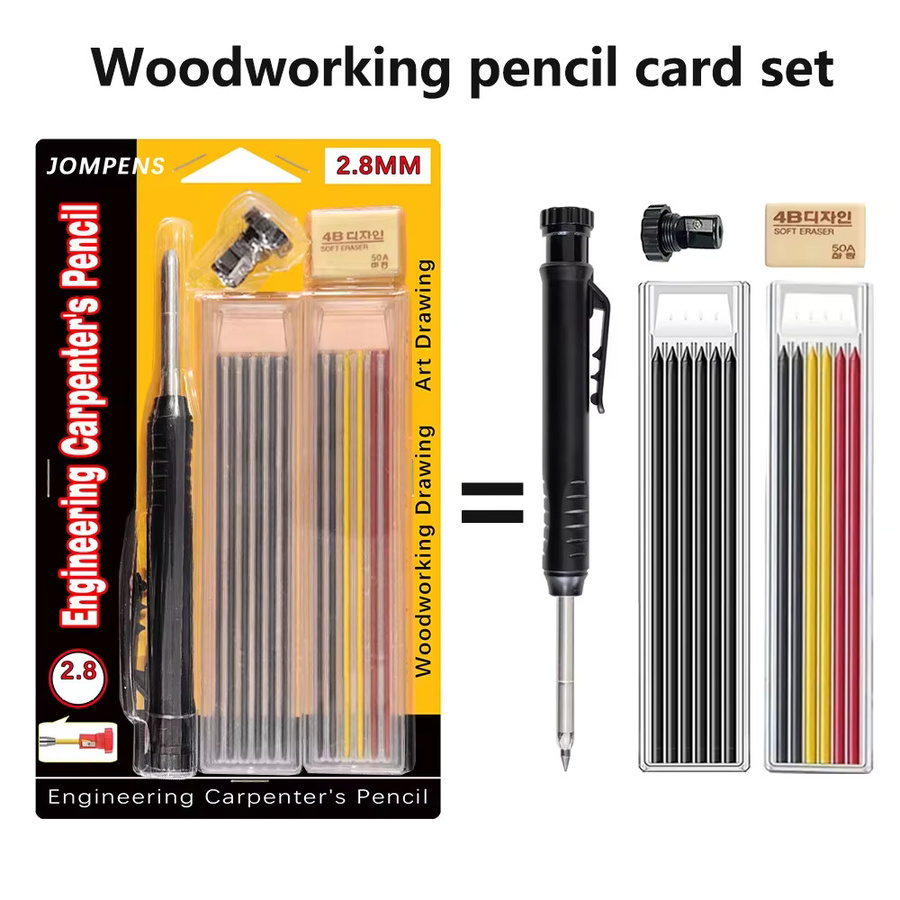 BUNKI Zimmermannsbleistift-Set mit Chisel-Spitze in Rot, professioneller Graphit-Marker für technische Anwendungen - Bild 4