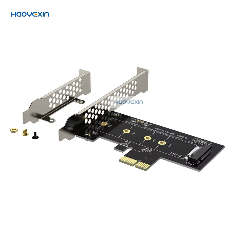 Haoyexin PCIe zu M2 NVME Adapterkarte mit 2 Ports, M Key SSD Konverter, PCIe X1 Erweiterungskarte, Schwarz - Bild 2
