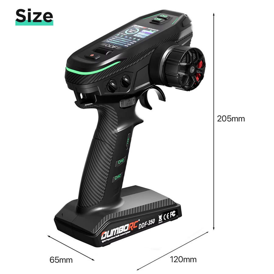 DUMBORC DDF-350 10CH Sender 2,4G 10 Kanal Fernbedienung, black - Bild 4