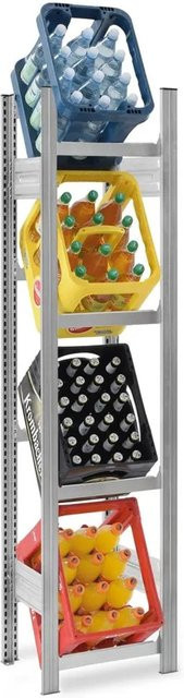 PROREGAL Getränkekistenregal Stecksystem T-Profil aus verzinktem Stahl, 4 Ebenen, H x B x T: 175 x 50 x 30 cm - Bild 1
