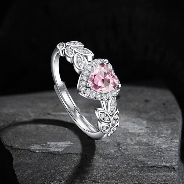 SAY Ring 925 Silber, rosa Herz-Zirkonia, Damen - Bild 1