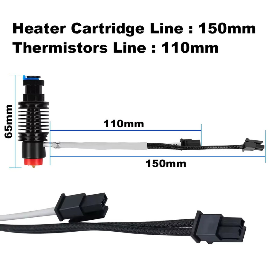 E3D Revo Hotend Kit mit V6 Kühlkörper, Keramik-Heizkern und 104 NT Thermistor in Schwarz für Ender 3 und Voron - Bild 3