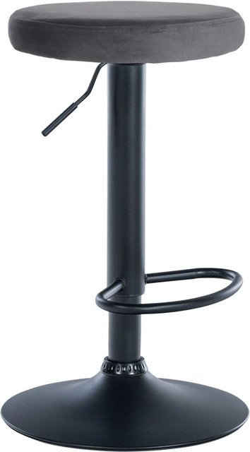DELUKE Barhocker KAZON höhenverstellbarer Barstuhl aus Samt in Dunkelgrau und Schwarz, B/T/H: 38,5 x 38,5 x 60 cm - Bild 1