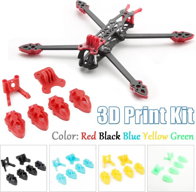 BOGIRC 3D-Druck-Kit für Mark4 7-Zoll FPV-Drohnen-Quadcopter-Rahmen, Antennen- und Kamerahalterung sowie Schutzarm-Basis in Schwarz - Bild 1