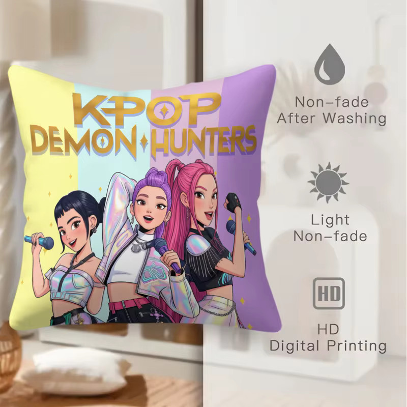 Hasbro Kpop Dekokissen mit Anime-Girl-Group-Aufdruck, quadratisches Zierkissen in Multicolour für Sofa und Schlafzimmer - Bild 5