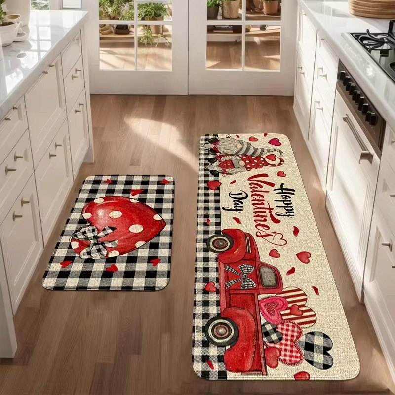 VIKAMA Dekorativer Teppich mit floralem Design in Rot für Wohnzimmer, Schlafzimmer, Küche oder Eingangsbereich - Bild 3