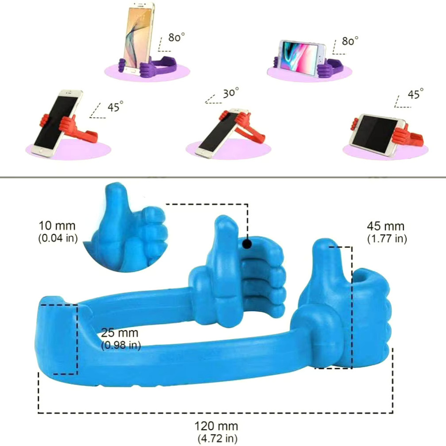 Verstellbarer Daumen-up Handyhalter aus Kunststoff in Lila, tragbarer Desktop-Telefonständer für iPhone, Xiaomi, Samsung und Huawei - Bild 3