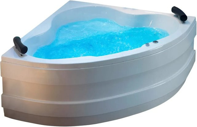 Eckwanne mit Whirlpoolsystem Typ 3a in Weiß und Chrom, B/T: 140 x 140 cm - Bild 1