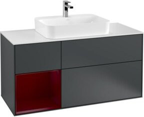 V&B Finion Waschtischunterschrank mit LED-Wandbeleuchtung und Regalfach, Breite: 120 cm, Lackiert - Bild 1