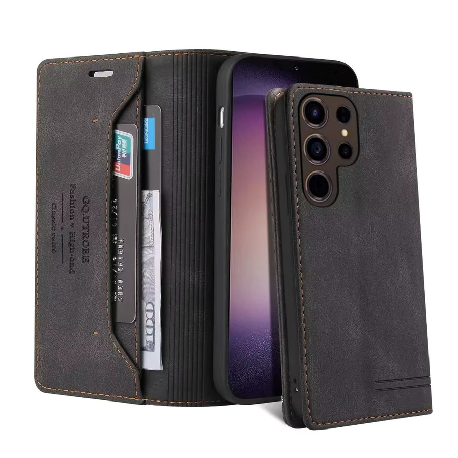 Flip-Lederhülle für Samsung Galaxy S26 S25 S24 Ultra S23 FE S22 S21 Plus A17 A37 A57 A15 A35 A55 A16 A56 A36 A14 A34 A54 in Braun - Bild 3