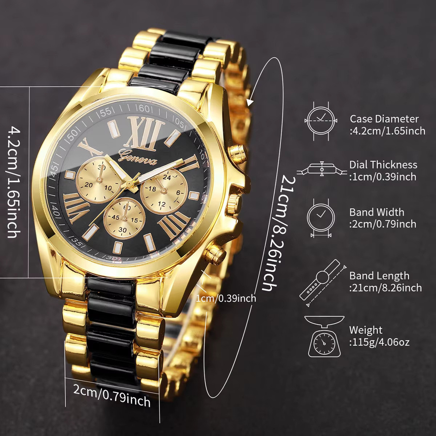 yolako Armbanduhr Set, Quarz, Edelstahl, Gold, Herren - Bild 3