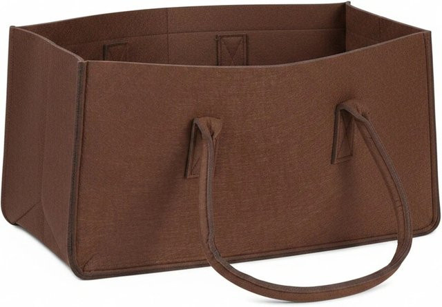 Relaxdays Kaminholztasche aus Filz in Braun mit Henkeln, B/T/H: 25 x 25 x 50 cm - Bild 1