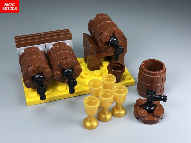 Yiran toy MOC Bausteine Weinfass Figuren Weinkeller Kochbereich Szene - Bild 1