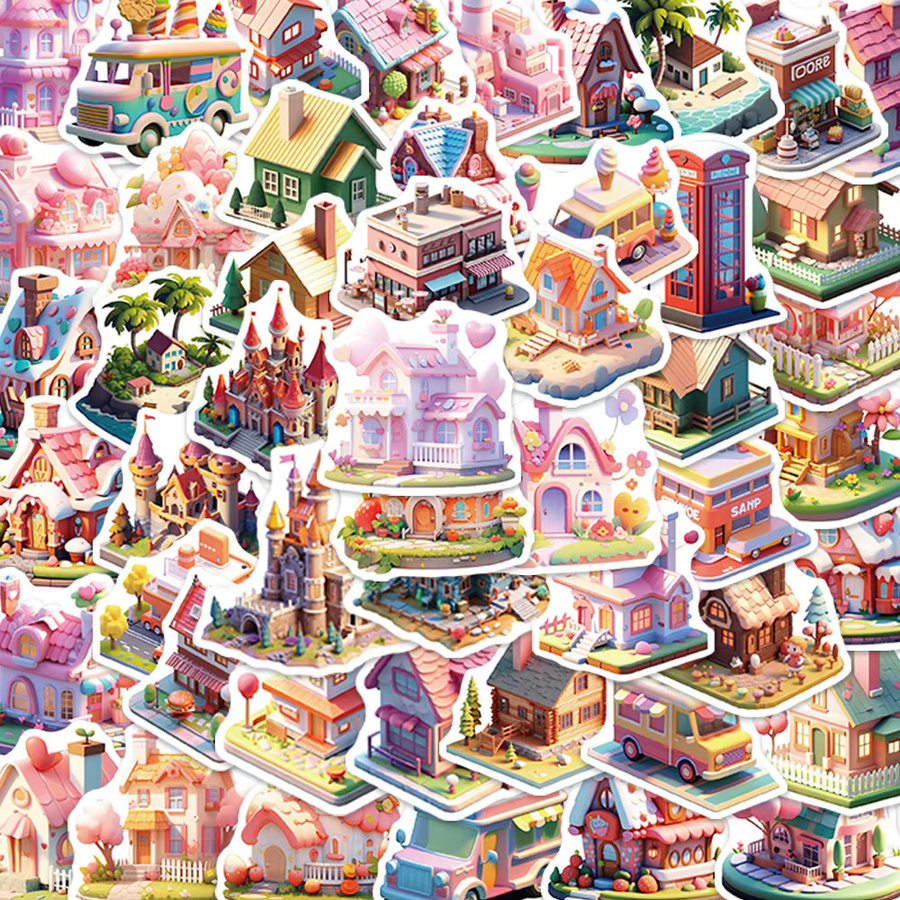 50 Stück BulingBulingStickers Cartoon 3D Miniatur Szene Wasserdichte Graffiti Aufkleber in Multicolour für Handy, Laptop und Schreibwaren - Bild 4