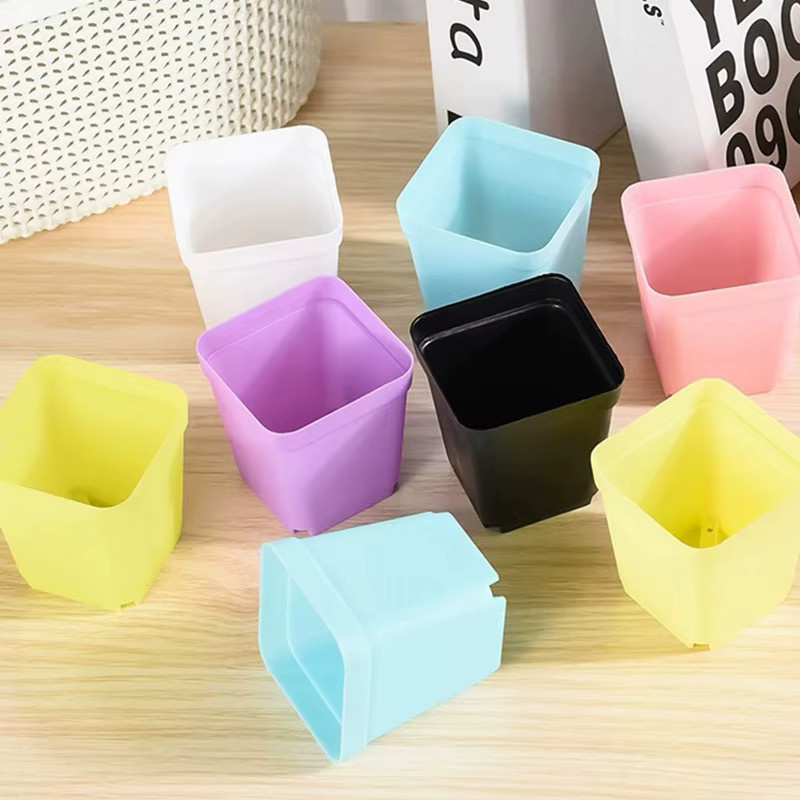ZYF 10er Set Mini Kunststoff Blumentöpfe in Candy Farben mit Entwässerungslöchern für Sukkulenten und Garten - Bild 2
