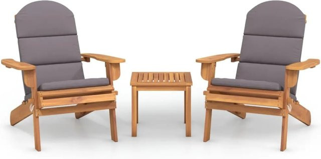 vidaXL 3-tlg Garten-Lounge-Set Adirondack aus Akazien-Massivholz in Dunkelgrau - Bild 1
