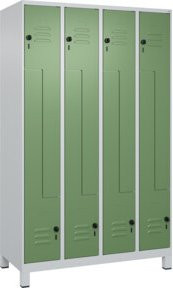 C+P Z-Spind Classic PLUS mit 8 Fächern, Füße, Sicherheits-Drehriegel, Grau/Grün, B/T/H: 120 x 50 x 195 cm - Bild 1