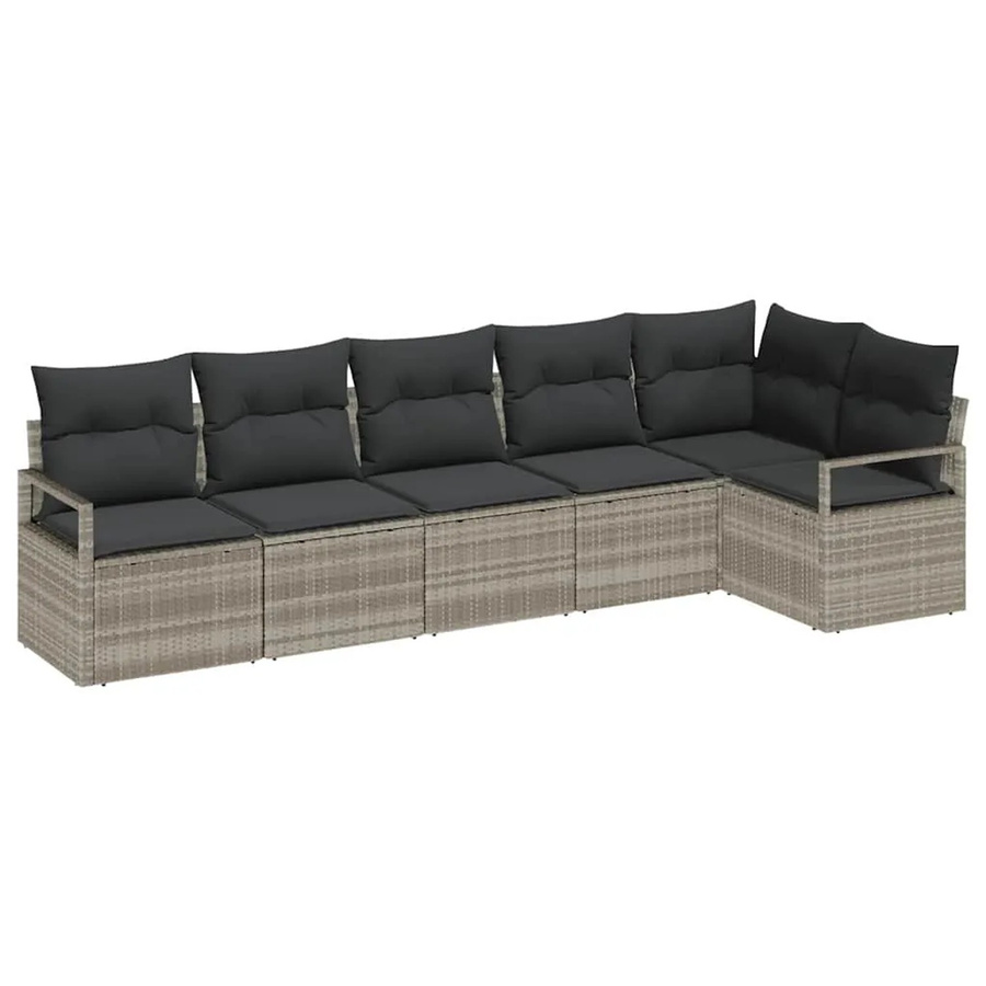 vidaXL 6-teiliges Garten-Sofa-Set in L-Form aus Polyrattan mit Kissen, Anthrazit/Grau - Bild 2