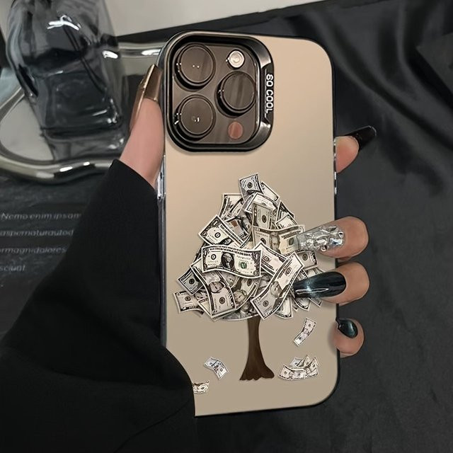 Galvanisierte TPU-Handyhülle mit Glücksgeldbaum-Muster in Schwarz für iPhone Modelle - Bild 1