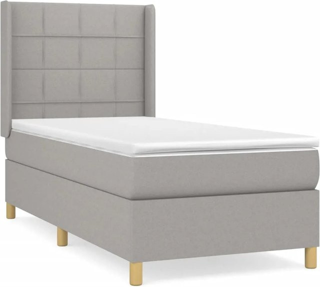 vidaXL Boxspringbett mit Matratze Hybrid-Design in Hellgrau, B/T/H: 90 x 190 x 128 cm - Bild 1