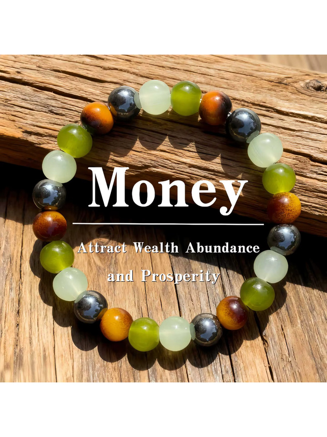 DUTRIEUX Armband, Natursteinperlen, Grün Braun Schwarz Weiß, Unisex - Bild 7