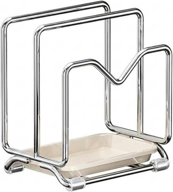 Schneidebrett Halter und Topfdeckel Organizer von Runtuokee aus Edelstahl in Grau mit 2 Fächern, B/T/H: 19,0 x 17,5 x 12,0 cm - Bild 1
