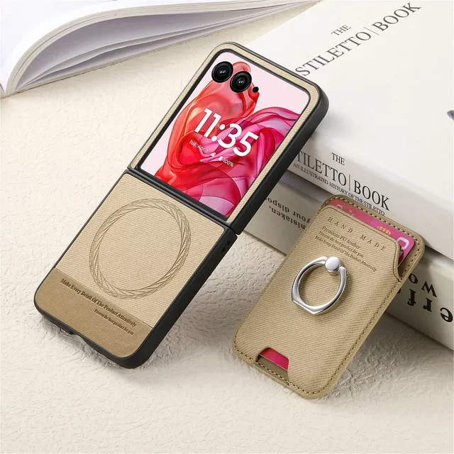 2-in-1 Lederhülle mit abnehmbarer Brieftasche und Kartenhalter für Motorola Razr 60, 50 und 40 Ultra in Schwarz - Bild 1