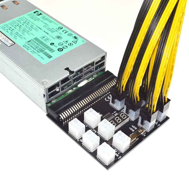HP 12V PCI-E 12 x 6 Pin Netzteil-Adapter Breakout-Board für Server-Netzteile und GPU Mining in Grün - Bild 5