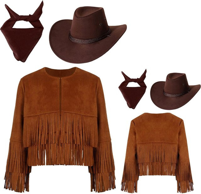 Tiaobug Cowboy Kostüm, Western, 3-teiliges Set, Unisex, ab 5 Jahren - Bild 1