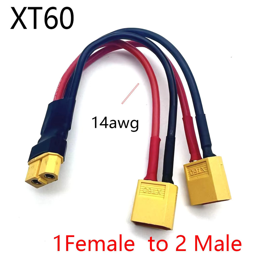 LAJQTAO XT60 Paralleler Batterieanschluss Y-Splitter Doppelverlängerung 2-Wege Silikonkabel für RC-Akku, Rot - Bild 2