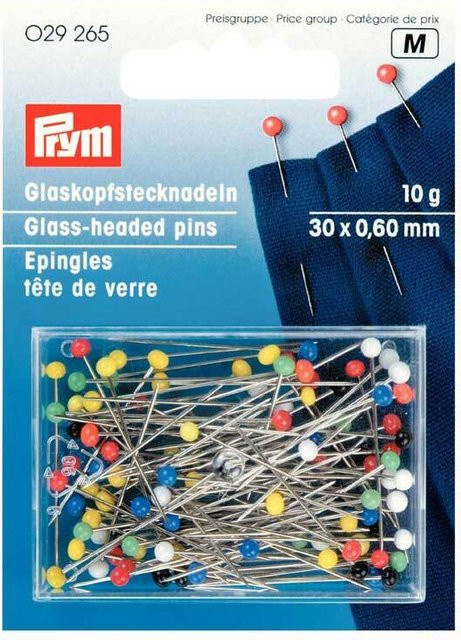 Prym Stecknadeln mit Glaskopf mehrfarbig 30mm 10g - Bild 1