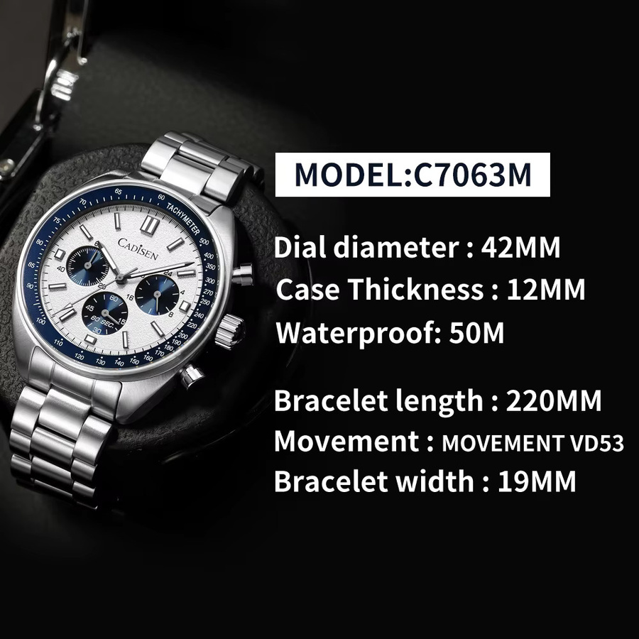 Cadisen Chronograph, Quarz, Edelstahl, Schwarz, Herren - Bild 5