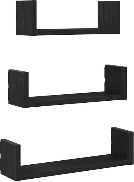 vidaXL Wandregale 3er-Set in Schwarz und Eichen-Optik aus Holzwerkstoff - Bild 1