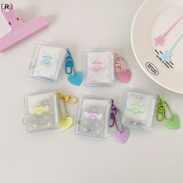 Herzförmiger Fotoalbum-Schlüsselanhänger für Kpop-Fotokarten mit 32 Fächern für 2-Zoll-Karten in Blau und Multicolour - Bild 1