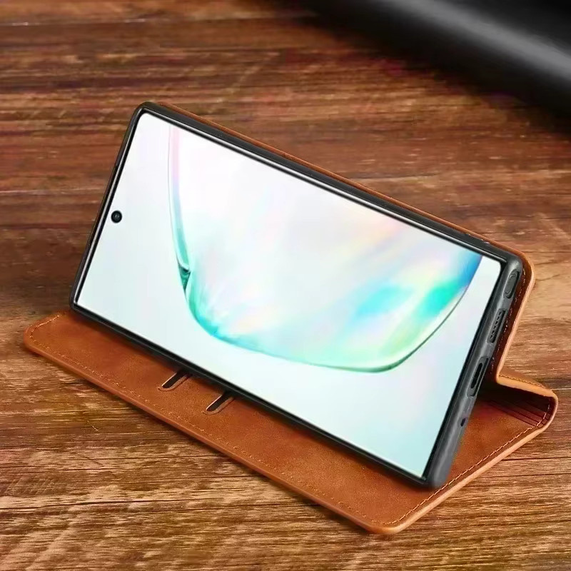 Luxus Flip Leder Schutzhülle mit magnetischer Halterung für OPPO Reno Serie in Schwarz - Bild 4