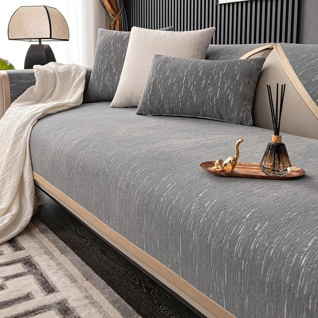 Modernes Sofakissen aus Chenille von Yiran Furniture in Grau, quadratisch, B/B: 70 x 70 cm - Bild 1