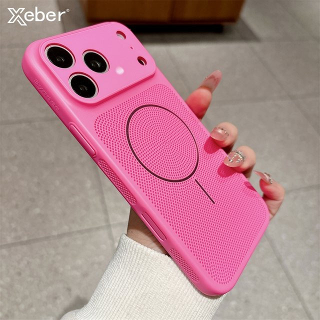 Xeber Magnetische Handyhülle für iPhone 12 bis 17 Pro Max Plus, Kühlende und atmungsaktive Stoßfeste Rückabdeckung, Schwarz - Bild 1
