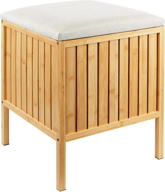 Relaxdays Wäschekorb aus Bambus mit Polsterung in Beige, B/T/H: 52 x 39 x 39 cm - Bild 1