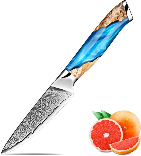 Xituo Japanisches Damaststahl Obstmesser mit blauem Holzgriff, 3,5 Zoll Paring Knife - Bild 1