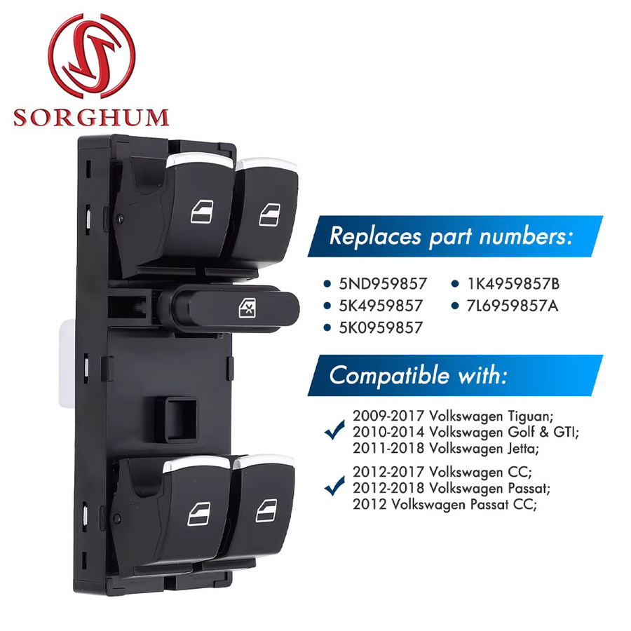 Power Fenster Master Schalter Control Taste für VW Jetta Tiguan Golf Passat CC Leon in Schwarz (Teilenummer: 959857) - Bild 2