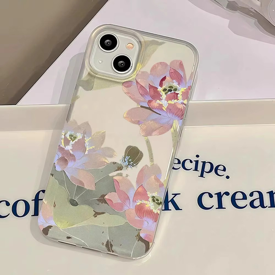 Transparente Lotus Handyhülle für Apple iPhone 17 16 15 14 13 12 11 Pro Max Plus mattiert und stoßdämpfend - Bild 4